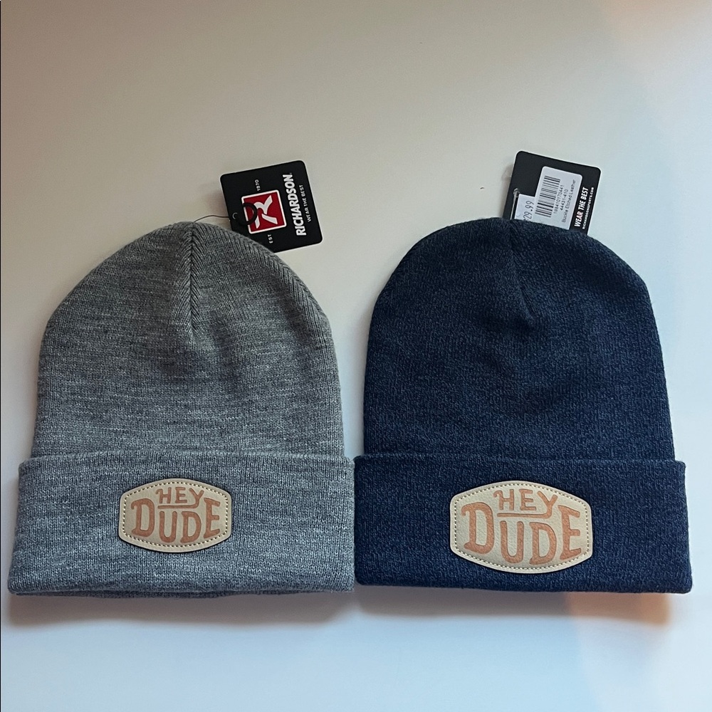 Hey Dude Beanie Pair - Gray and Dark Blue